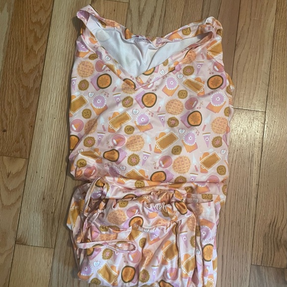 Pajama set fall orange & pies them long sleeve vneck size XL very soft material - Picture 3 of 6